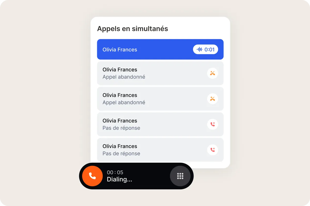 Appels en simultané dans le dialer Flunter