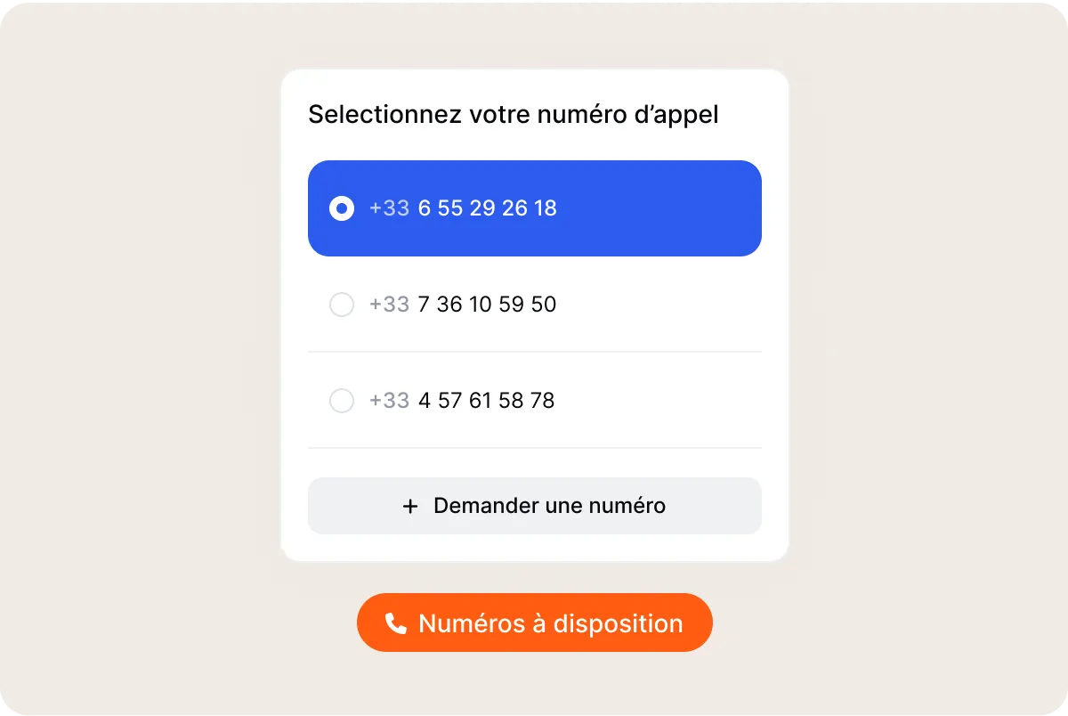 Choix du numéro d'appel dans Flunter