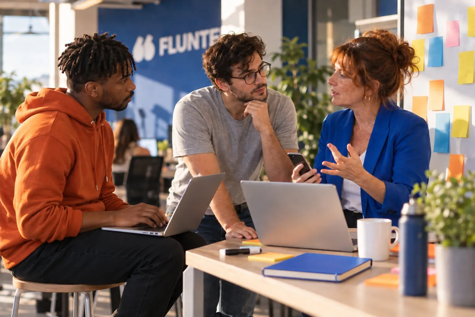 Atelier produit chez Flunter : une commerciale explique son besoin à l'équipe produit