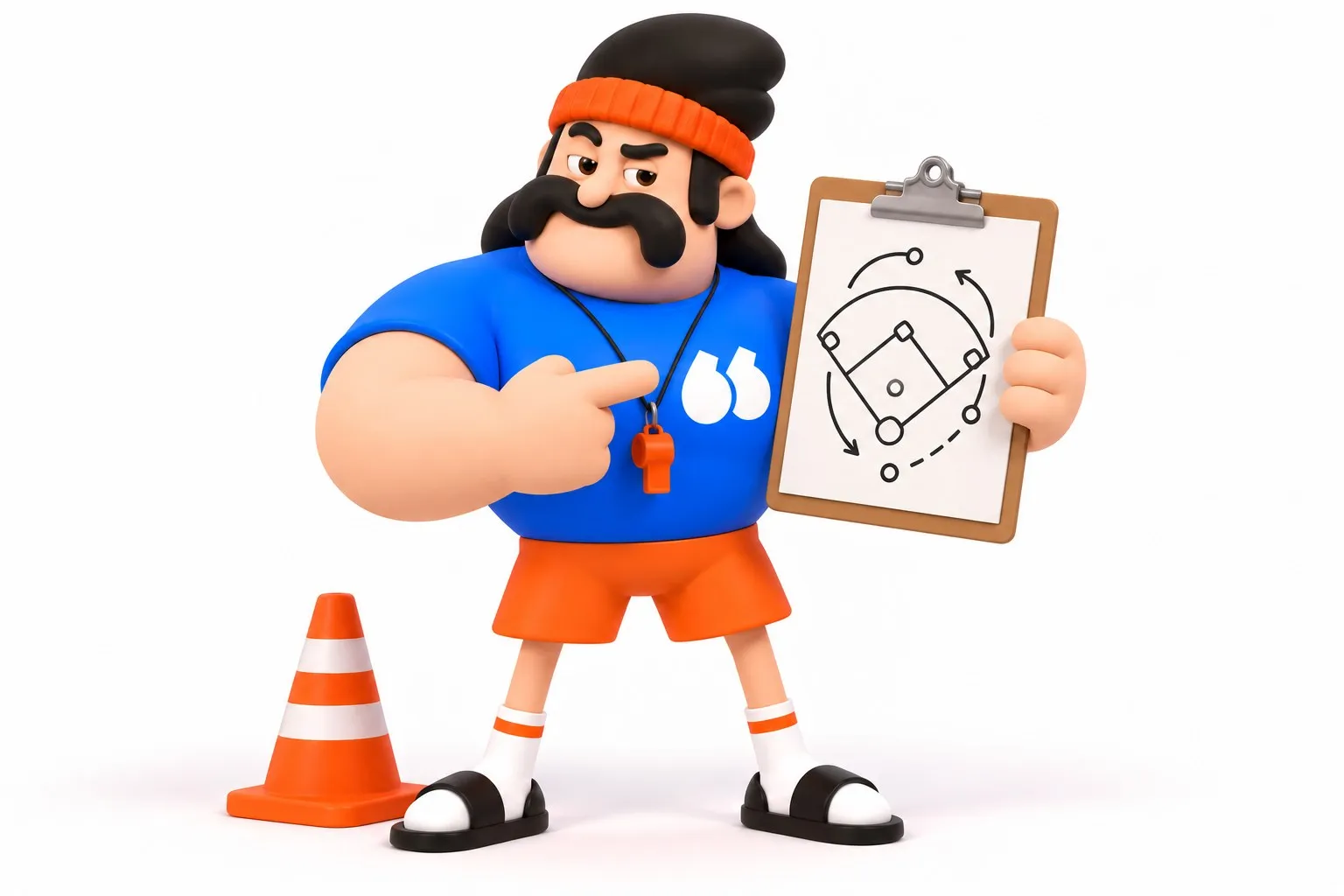 Mascotte Flunter avec son carnet de jeu et son sifflet