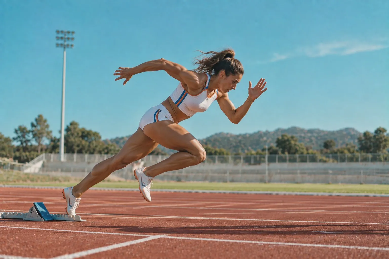 Sprinter exploding out of the starting blocks