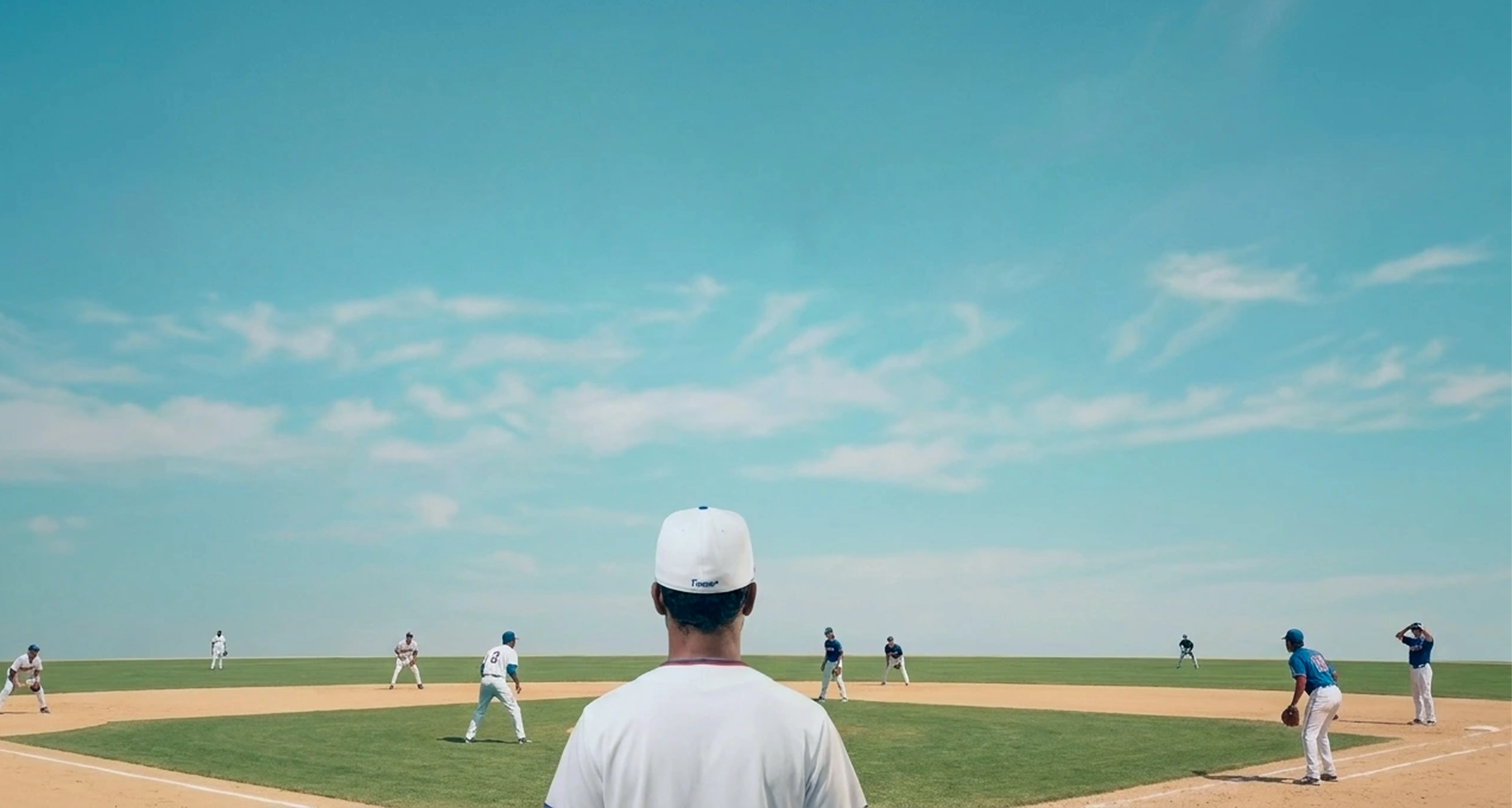 Joueur de baseball avec une casquette Flunter sur le terrain